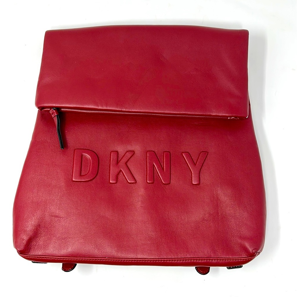 DKNY Red Leather Backpack